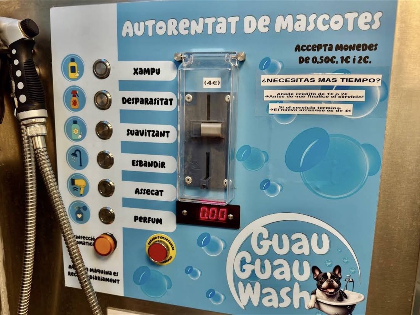Panel de control: champú, desparasitado, suavizante, aclarado, secado y perfume